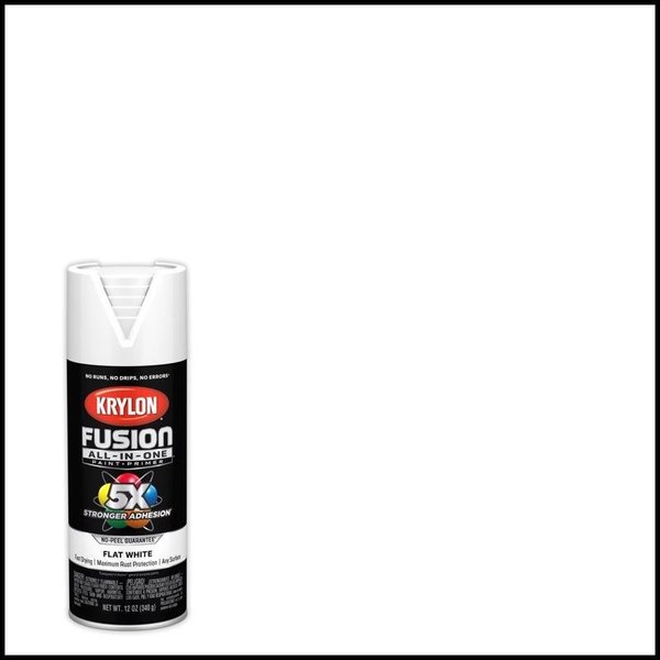 Short Cuts Krylon Fusion All-In-One Flat White Paint+Primer Spray Paint 12 oz K02730007